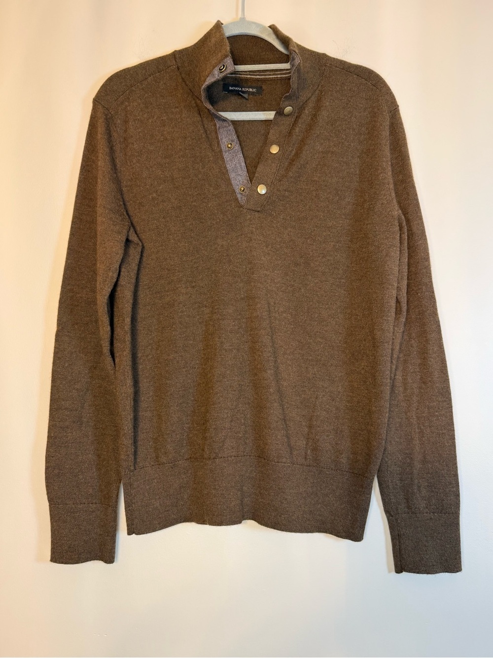 Banana Republic Men's Brown Zip-Up Snap Sweater